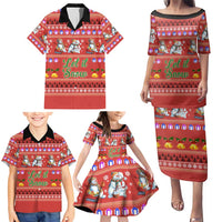 Snowman Let It Snow Christmas Family Matching Puletasi and Hawaiian Shirt Xmas Holiday Patterns - Wonder Print Shop