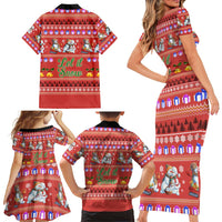 Snowman Let It Snow Christmas Family Matching Short Sleeve Bodycon Dress and Hawaiian Shirt Xmas Holiday Patterns - Wonder Print Shop