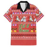 Snowman Let It Snow Christmas Family Matching Short Sleeve Bodycon Dress and Hawaiian Shirt Xmas Holiday Patterns - Wonder Print Shop