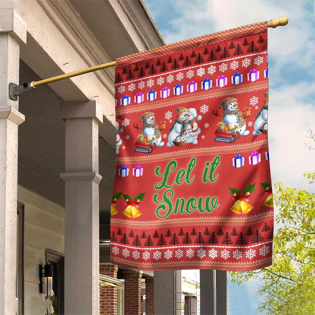 Snowman Let It Snow Christmas Garden Flag Xmas Holiday Patterns - Wonder Print Shop