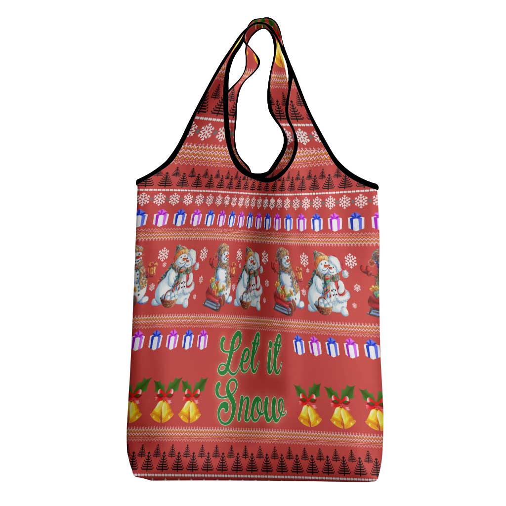 Snowman Let It Snow Christmas Grocery Bag Xmas Holiday Patterns - Wonder Print Shop