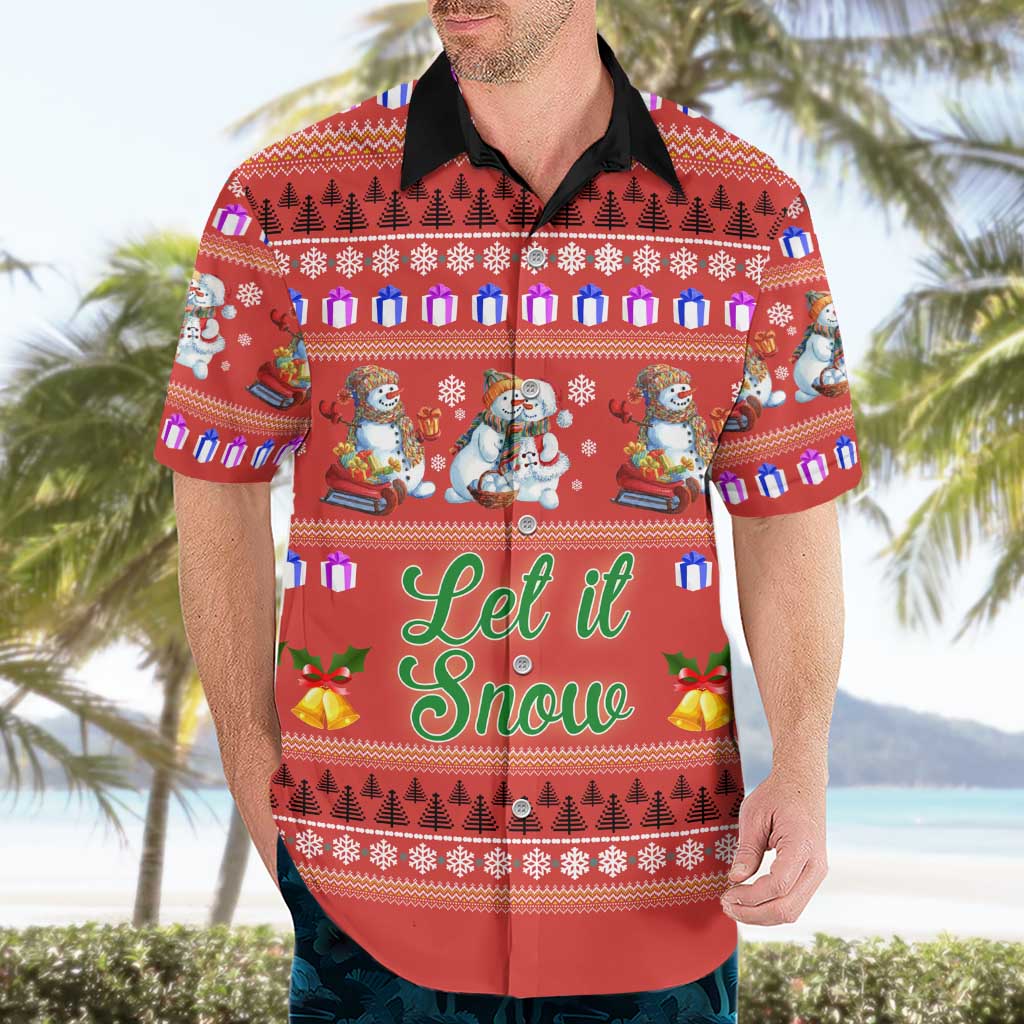 Snowman Let It Snow Christmas Hawaiian Shirt Xmas Holiday Patterns - Wonder Print Shop