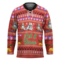 Snowman Let It Snow Christmas Hockey Jersey Xmas Holiday Patterns - Wonder Print Shop