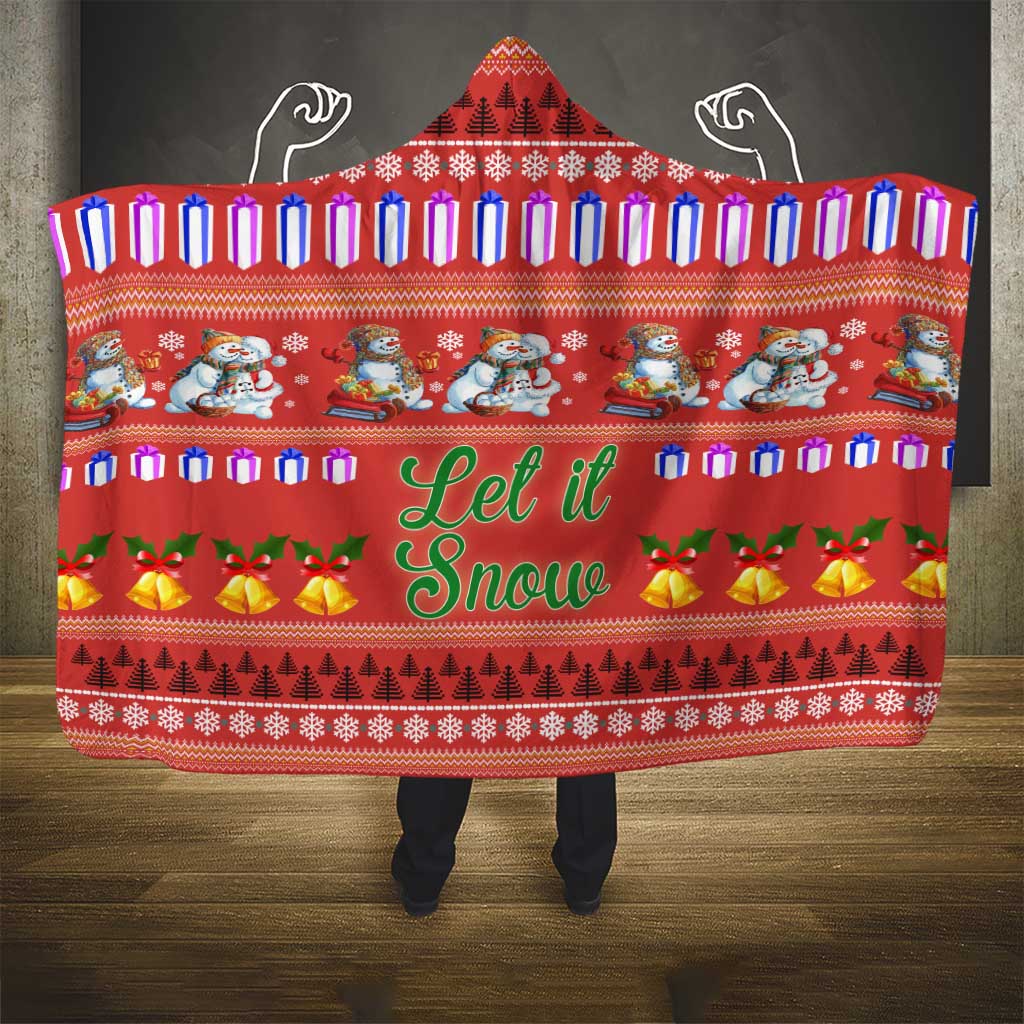 Snowman Let It Snow Christmas Hooded Blanket Xmas Holiday Patterns - Wonder Print Shop