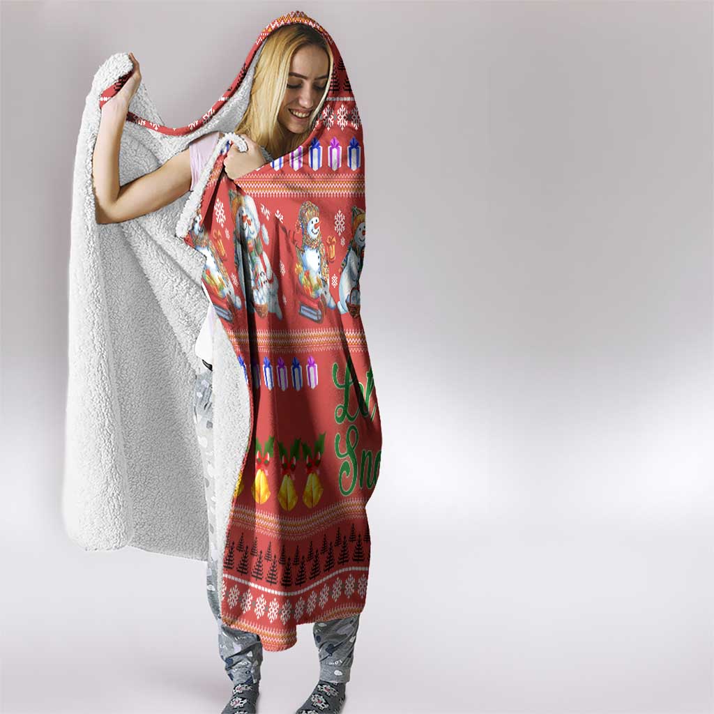 Snowman Let It Snow Christmas Hooded Blanket Xmas Holiday Patterns - Wonder Print Shop