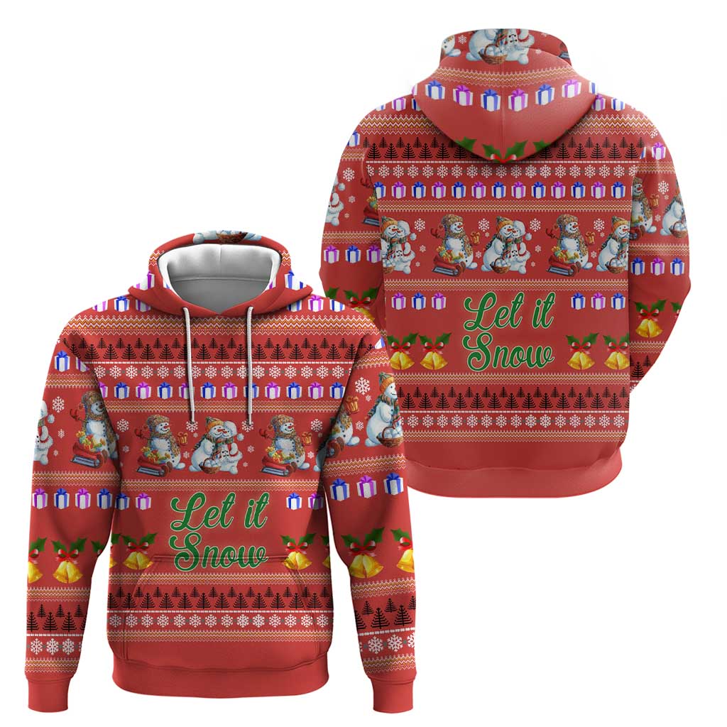 Snowman Let It Snow Christmas Hoodie Xmas Holiday Patterns - Wonder Print Shop