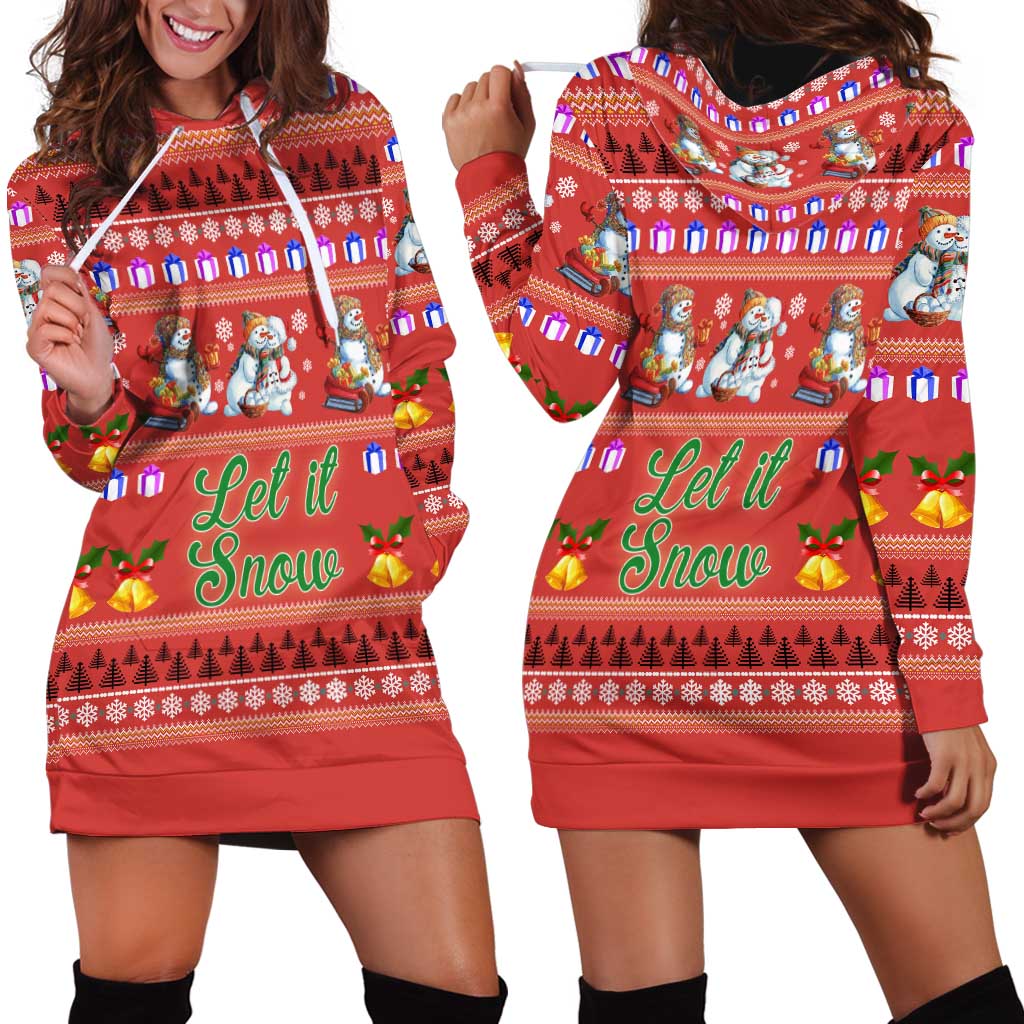 Snowman Let It Snow Christmas Hoodie Dress Xmas Holiday Patterns - Wonder Print Shop