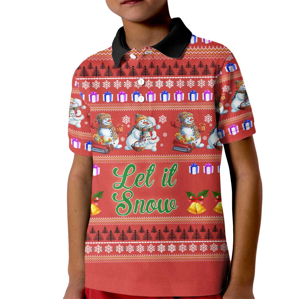 Snowman Let It Snow Christmas Kid Polo Shirt Xmas Holiday Patterns - Wonder Print Shop