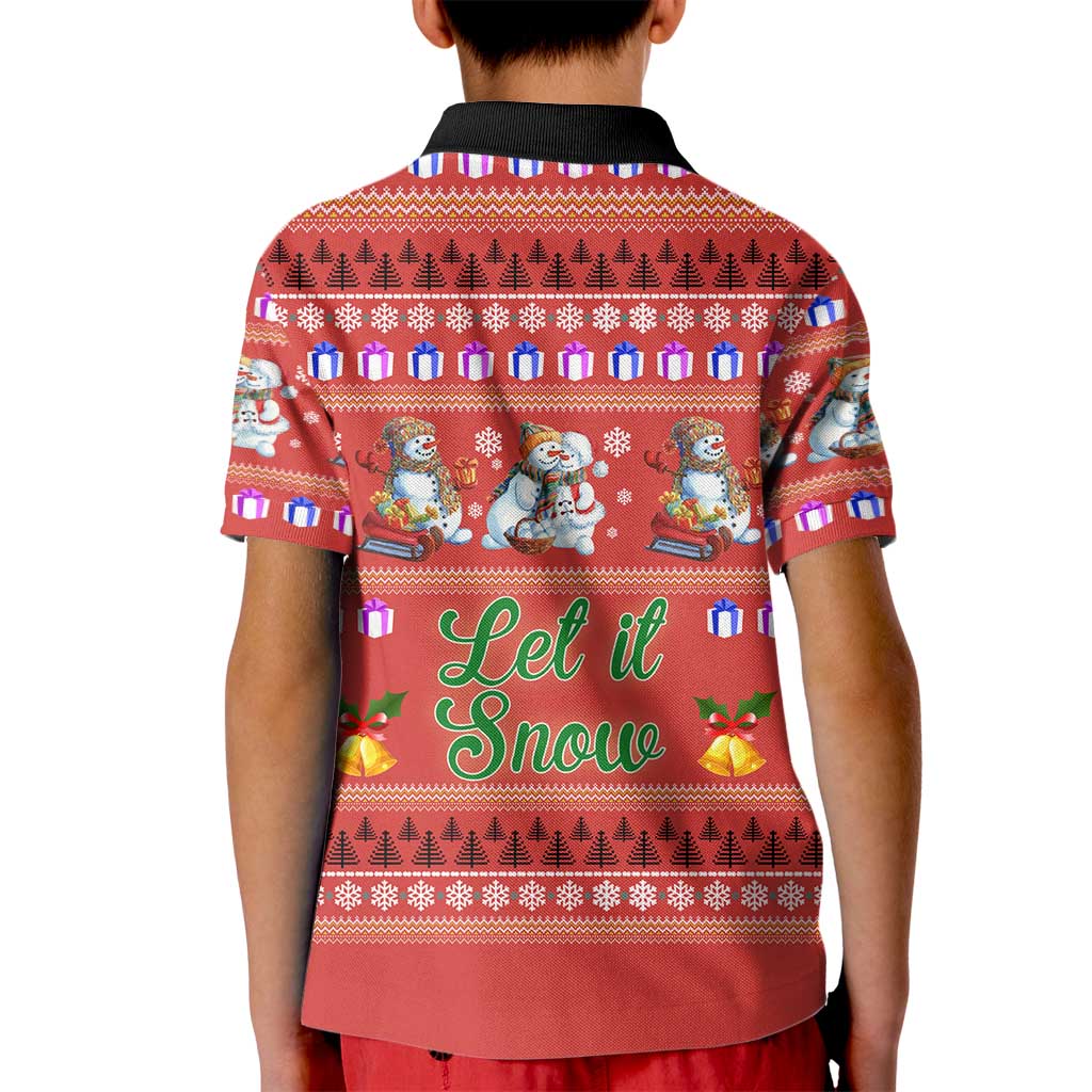 Snowman Let It Snow Christmas Kid Polo Shirt Xmas Holiday Patterns - Wonder Print Shop