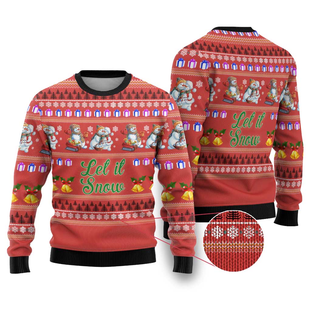 Snowman Let It Snow Christmas Ugly Christmas Sweater Xmas Holiday Patterns - Wonder Print Shop