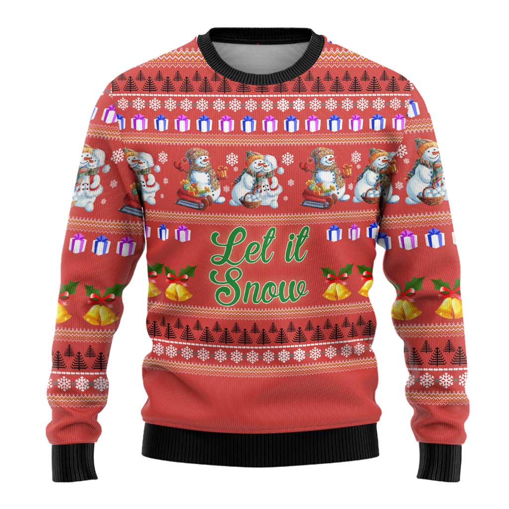 Snowman Let It Snow Christmas Ugly Christmas Sweater Xmas Holiday Patterns - Wonder Print Shop