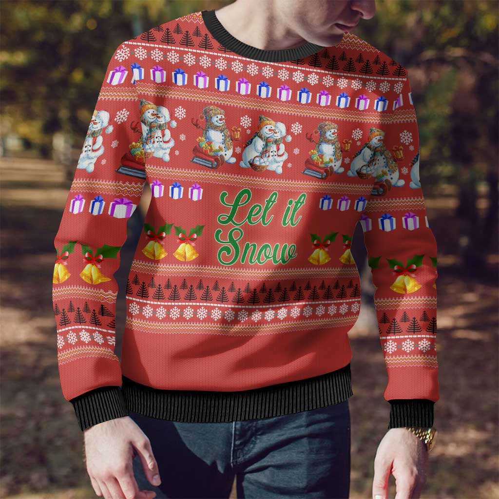 Snowman Let It Snow Christmas Ugly Christmas Sweater Xmas Holiday Patterns - Wonder Print Shop