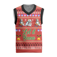 Snowman Let It Snow Christmas Knitted V-Neck Vest Xmas Holiday Patterns - Wonder Print Shop