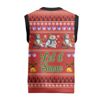 Snowman Let It Snow Christmas Knitted V-Neck Vest Xmas Holiday Patterns - Wonder Print Shop