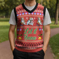 Snowman Let It Snow Christmas Knitted V-Neck Vest Xmas Holiday Patterns - Wonder Print Shop