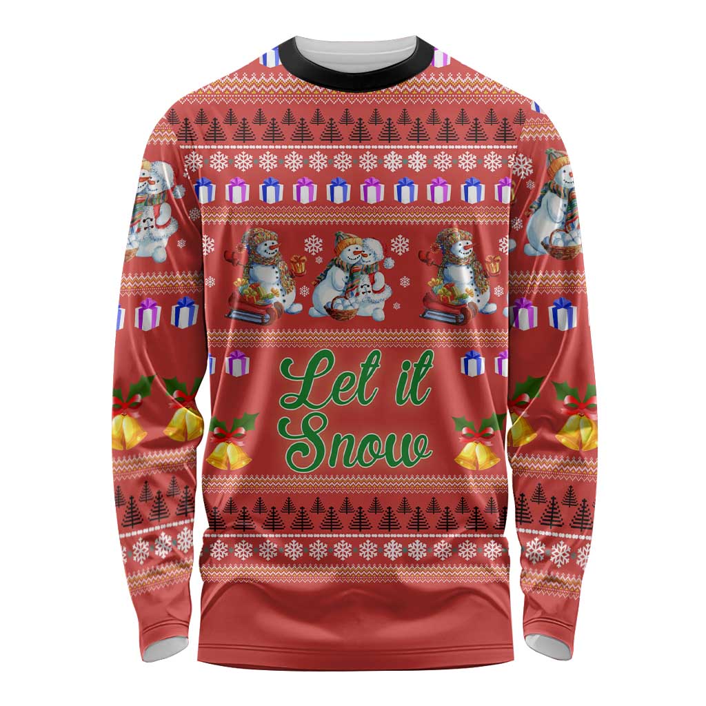 Snowman Let It Snow Christmas Long Sleeve Shirt Xmas Holiday Patterns - Wonder Print Shop