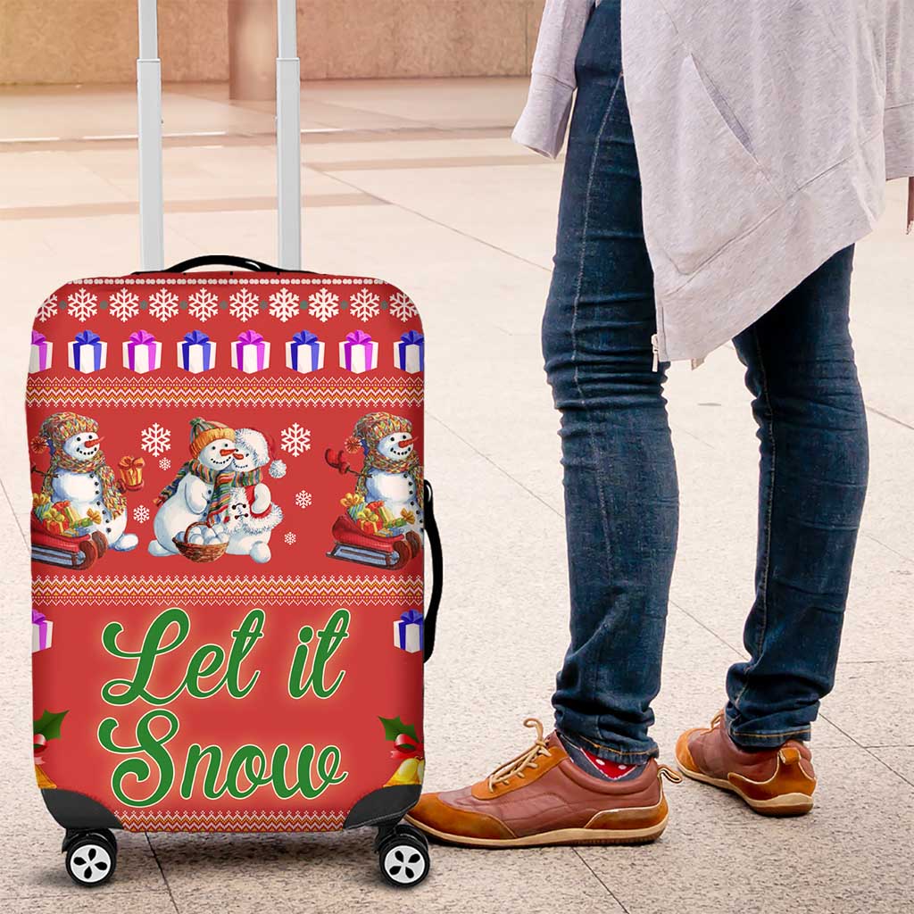 Snowman Let It Snow Christmas Luggage Cover Xmas Holiday Patterns - Wonder Print Shop