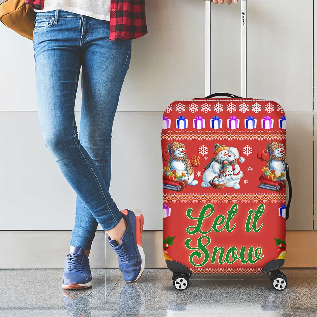 Snowman Let It Snow Christmas Luggage Cover Xmas Holiday Patterns - Wonder Print Shop