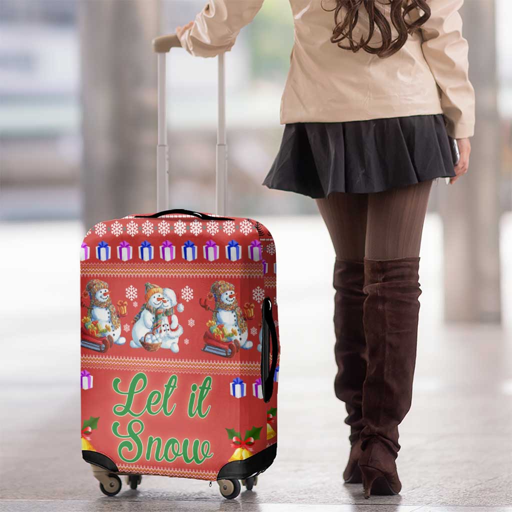 Snowman Let It Snow Christmas Luggage Cover Xmas Holiday Patterns - Wonder Print Shop