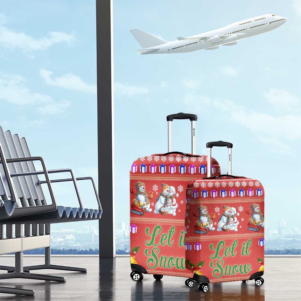 Snowman Let It Snow Christmas Luggage Cover Xmas Holiday Patterns - Wonder Print Shop