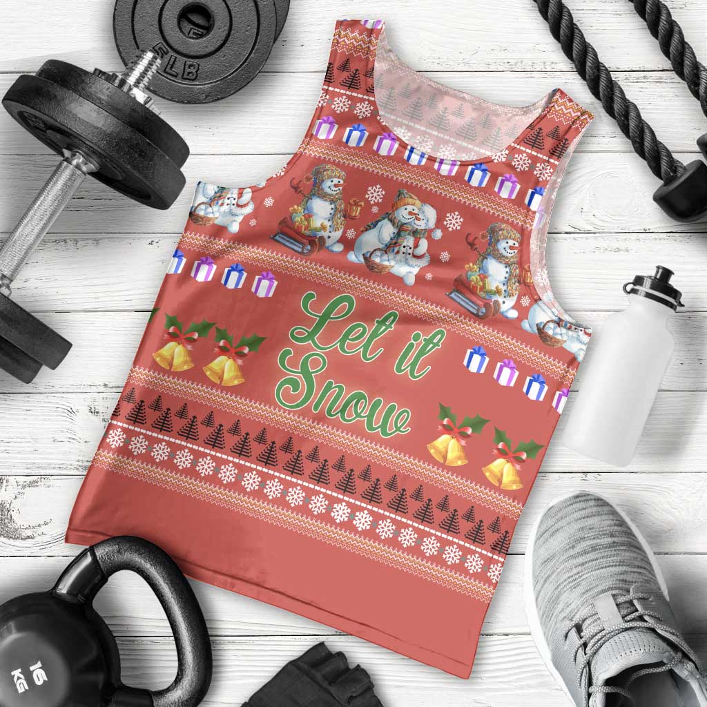 Snowman Let It Snow Christmas Men Tank Top Xmas Holiday Patterns - Wonder Print Shop