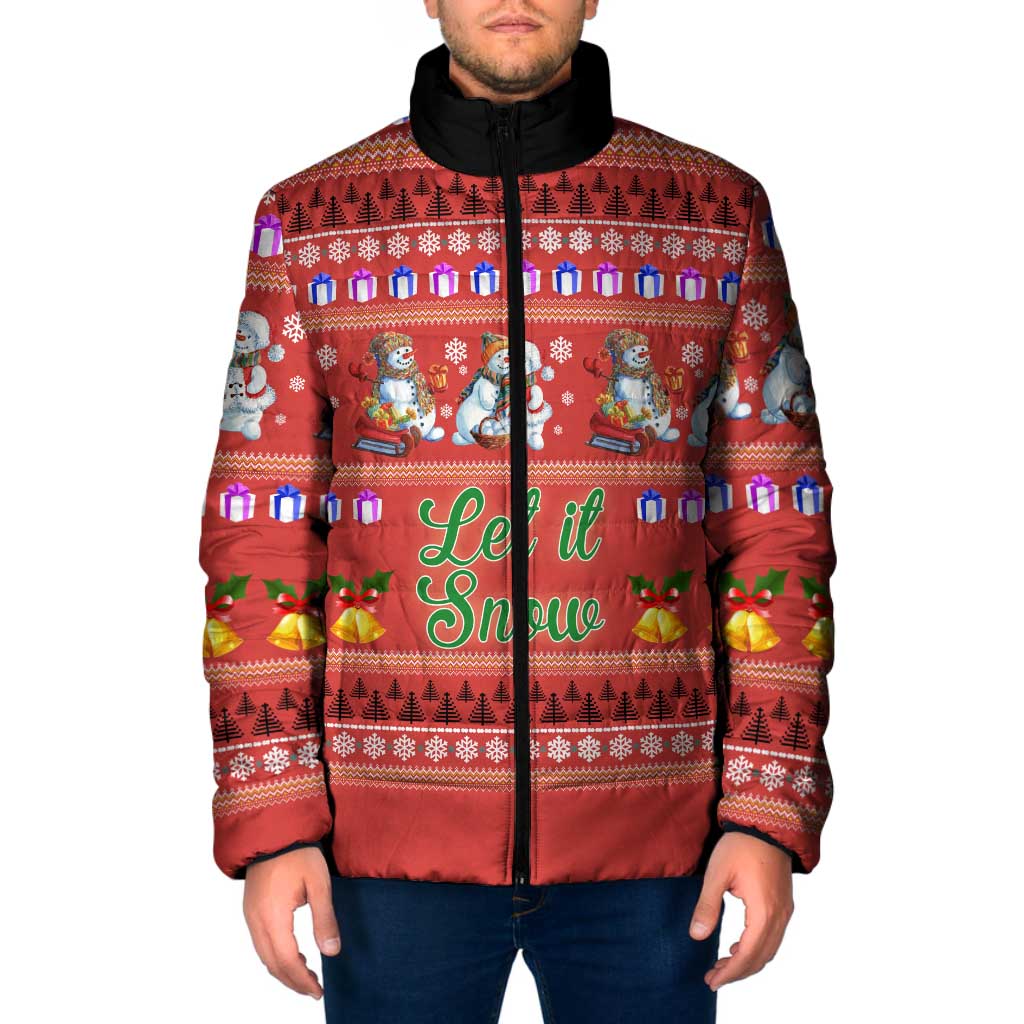 Snowman Let It Snow Christmas Padded Jacket Xmas Holiday Patterns - Wonder Print Shop