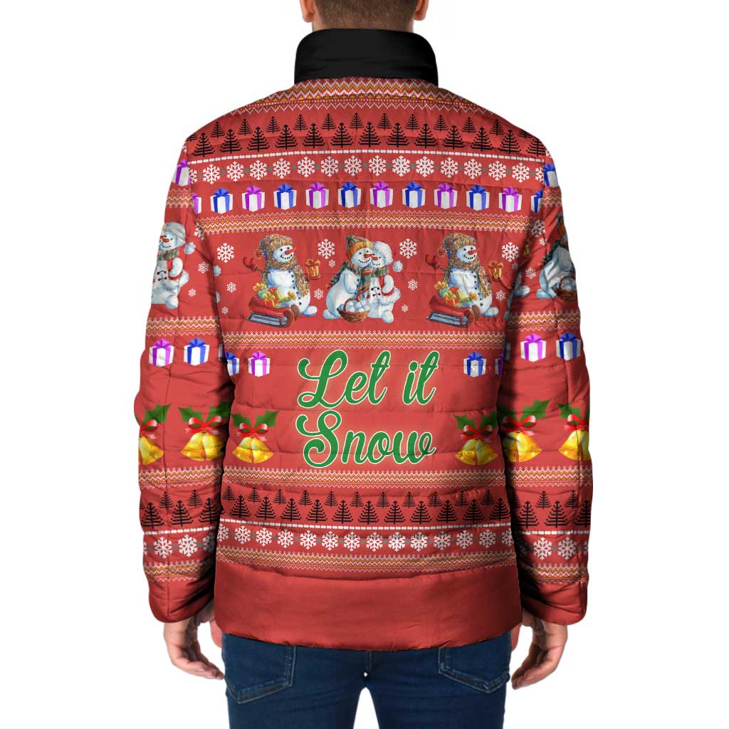 Snowman Let It Snow Christmas Padded Jacket Xmas Holiday Patterns - Wonder Print Shop