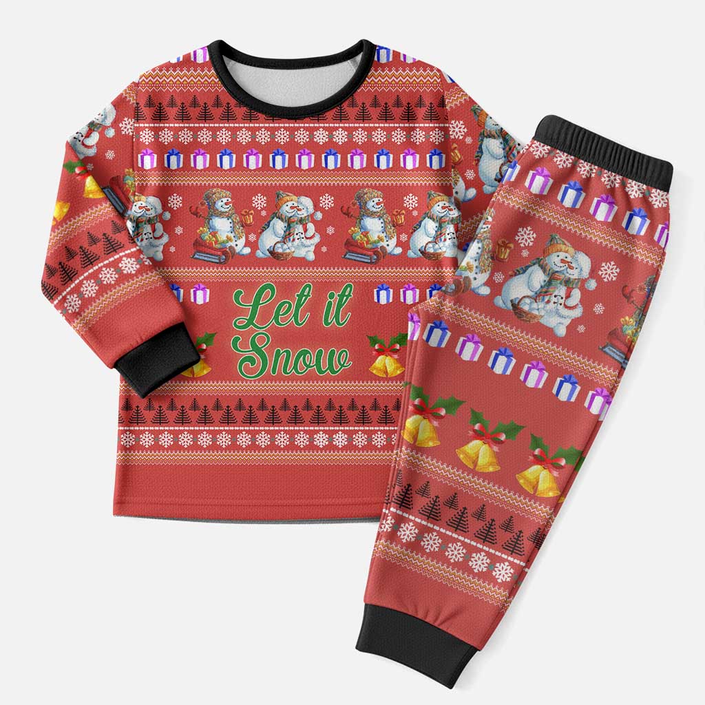 Snowman Let It Snow Christmas Pajama Set Xmas Holiday Patterns - Wonder Print Shop