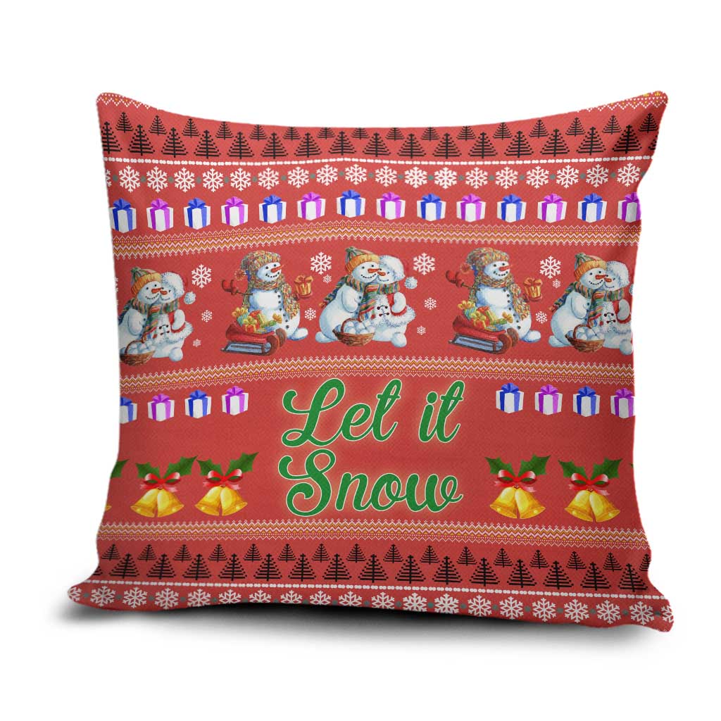Snowman Let It Snow Christmas Pillow Cover Xmas Holiday Patterns - Wonder Print Shop