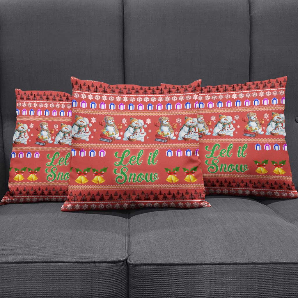 Snowman Let It Snow Christmas Pillow Cover Xmas Holiday Patterns - Wonder Print Shop