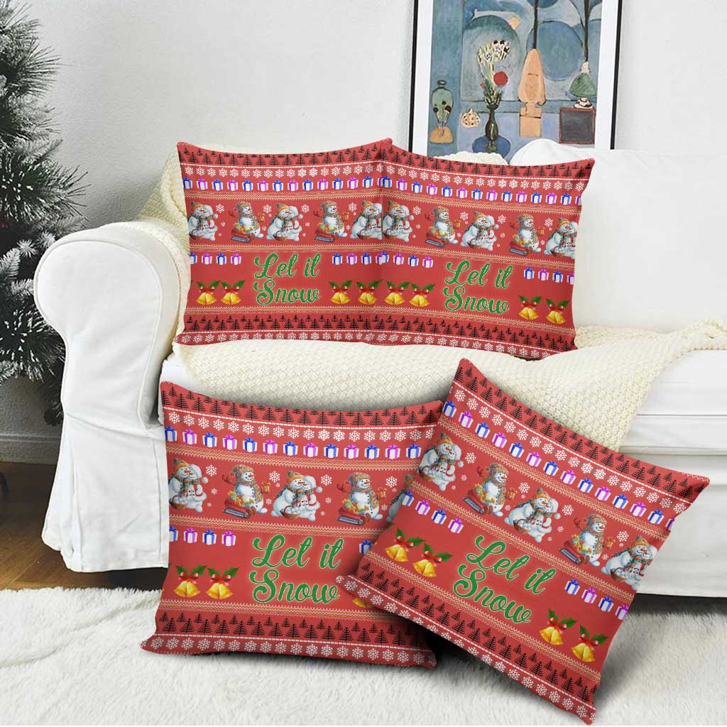Snowman Let It Snow Christmas Pillow Cover Xmas Holiday Patterns - Wonder Print Shop