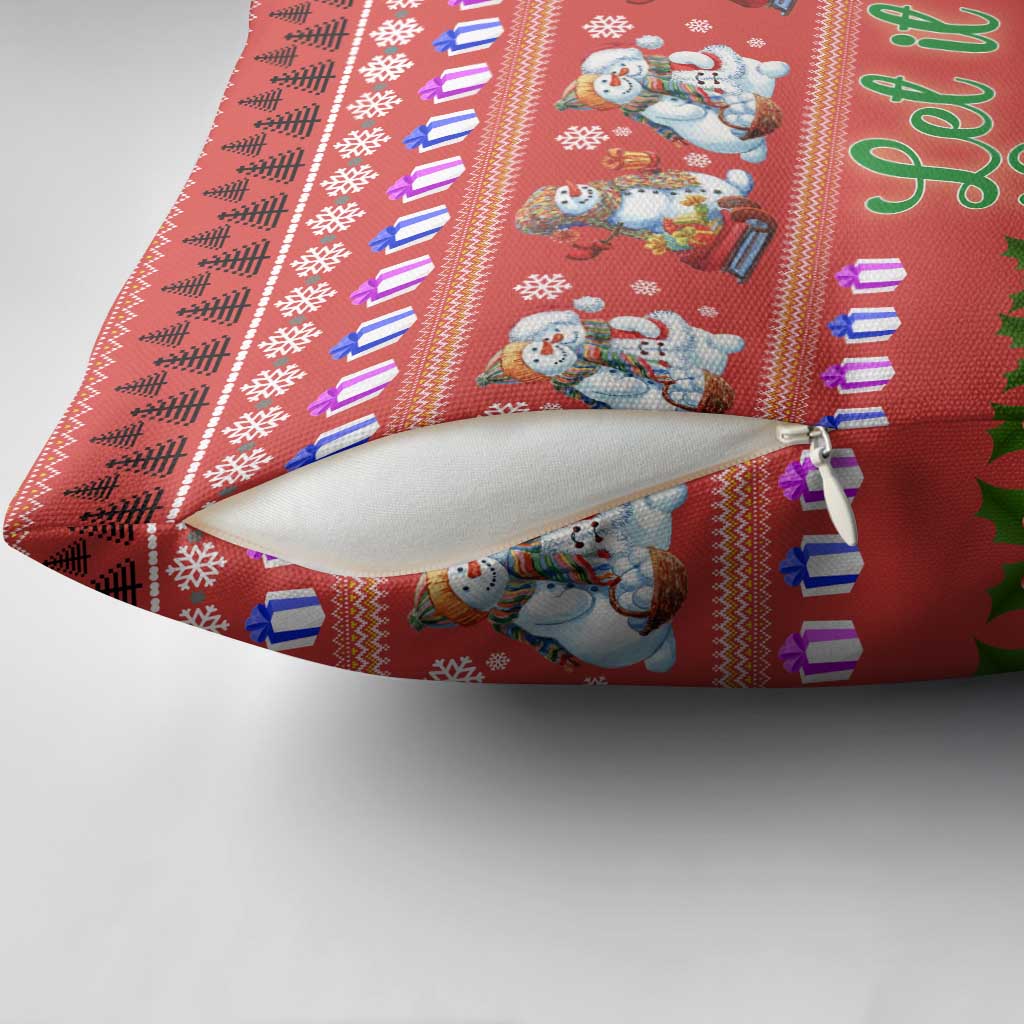 Snowman Let It Snow Christmas Pillow Cover Xmas Holiday Patterns - Wonder Print Shop