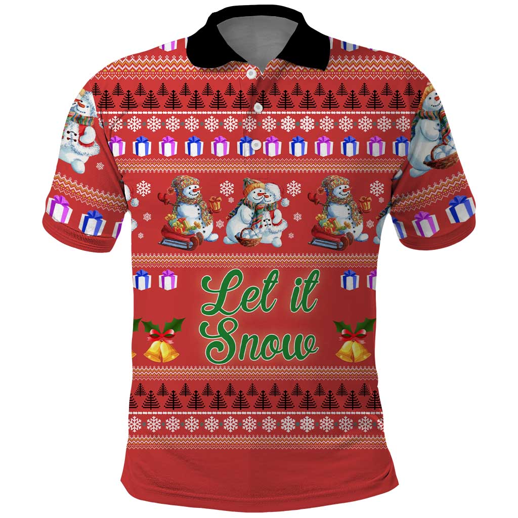 Snowman Let It Snow Christmas Polo Shirt Xmas Holiday Patterns - Wonder Print Shop