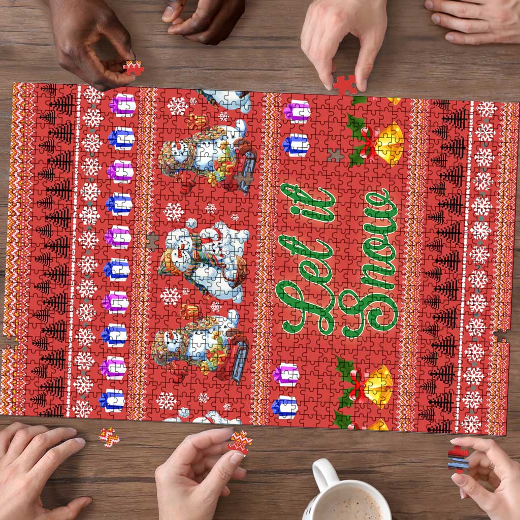 Snowman Let It Snow Christmas Puzzle Xmas Holiday Patterns - Wonder Print Shop