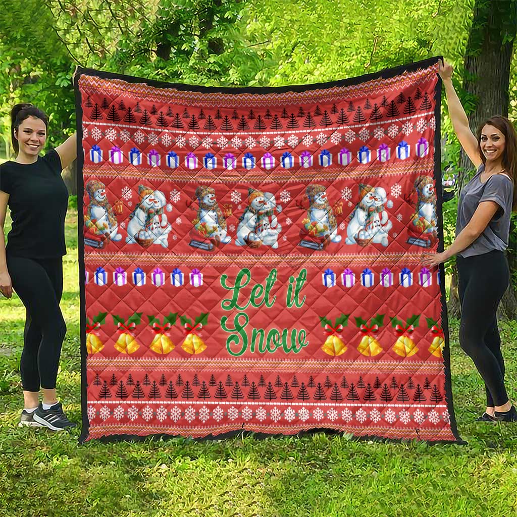 Snowman Let It Snow Christmas Quilt Xmas Holiday Patterns - Wonder Print Shop