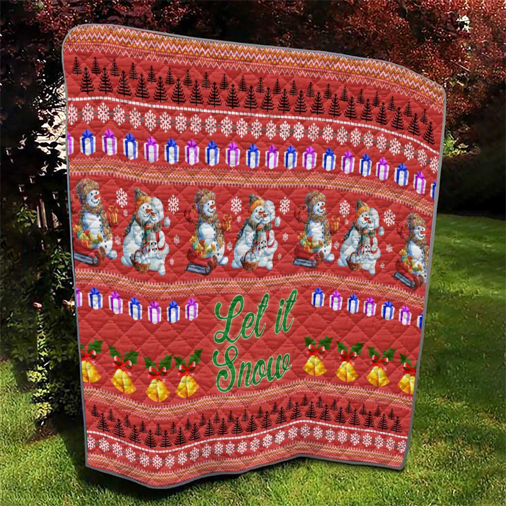 Snowman Let It Snow Christmas Quilt Xmas Holiday Patterns - Wonder Print Shop