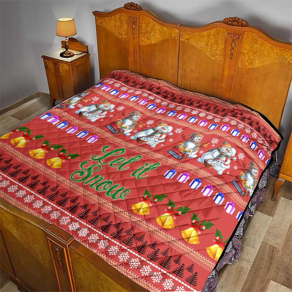 Snowman Let It Snow Christmas Quilt Xmas Holiday Patterns - Wonder Print Shop
