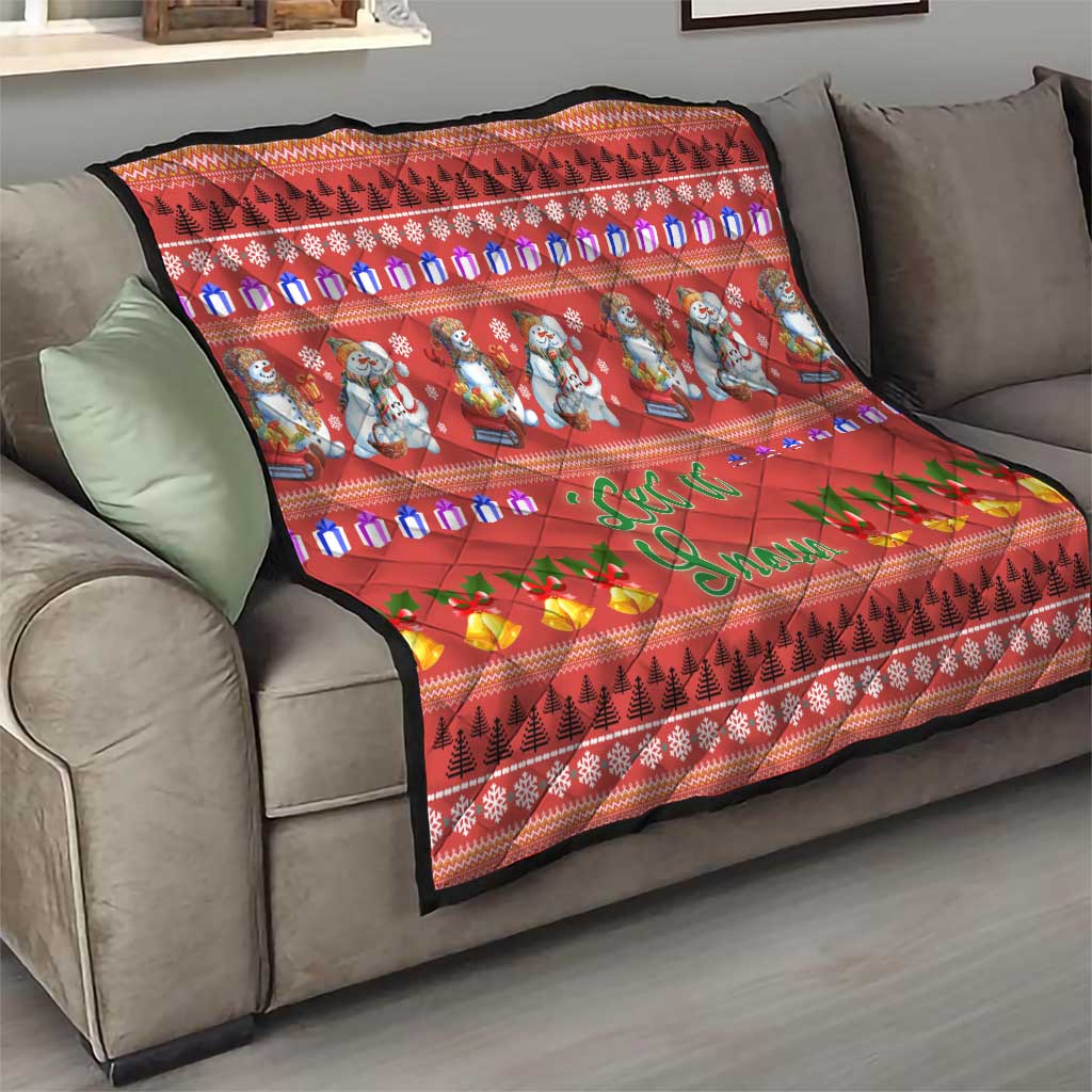 Snowman Let It Snow Christmas Quilt Xmas Holiday Patterns - Wonder Print Shop