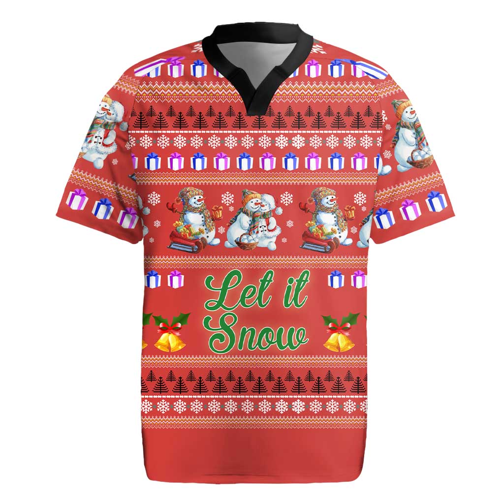Snowman Let It Snow Christmas Rugby Jersey Xmas Holiday Patterns - Wonder Print Shop