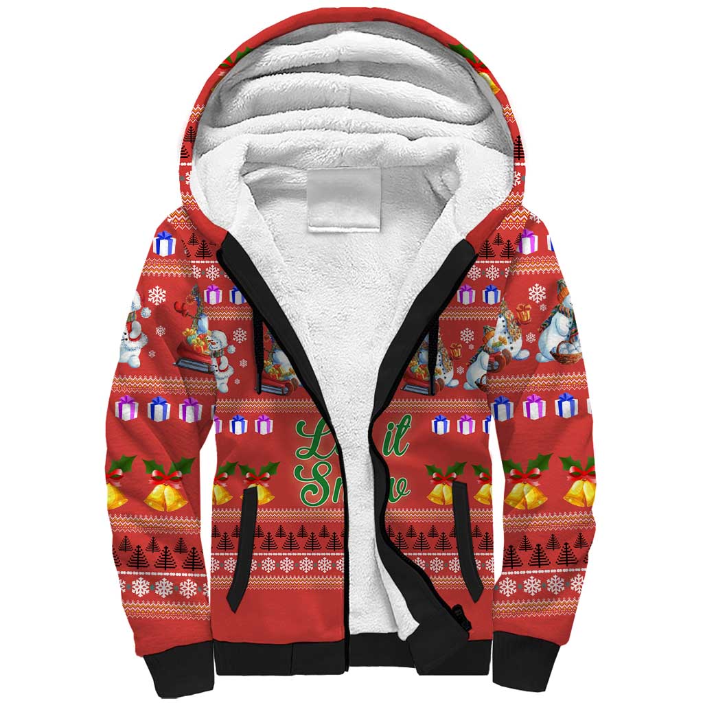 Snowman Let It Snow Christmas Sherpa Hoodie Xmas Holiday Patterns - Wonder Print Shop