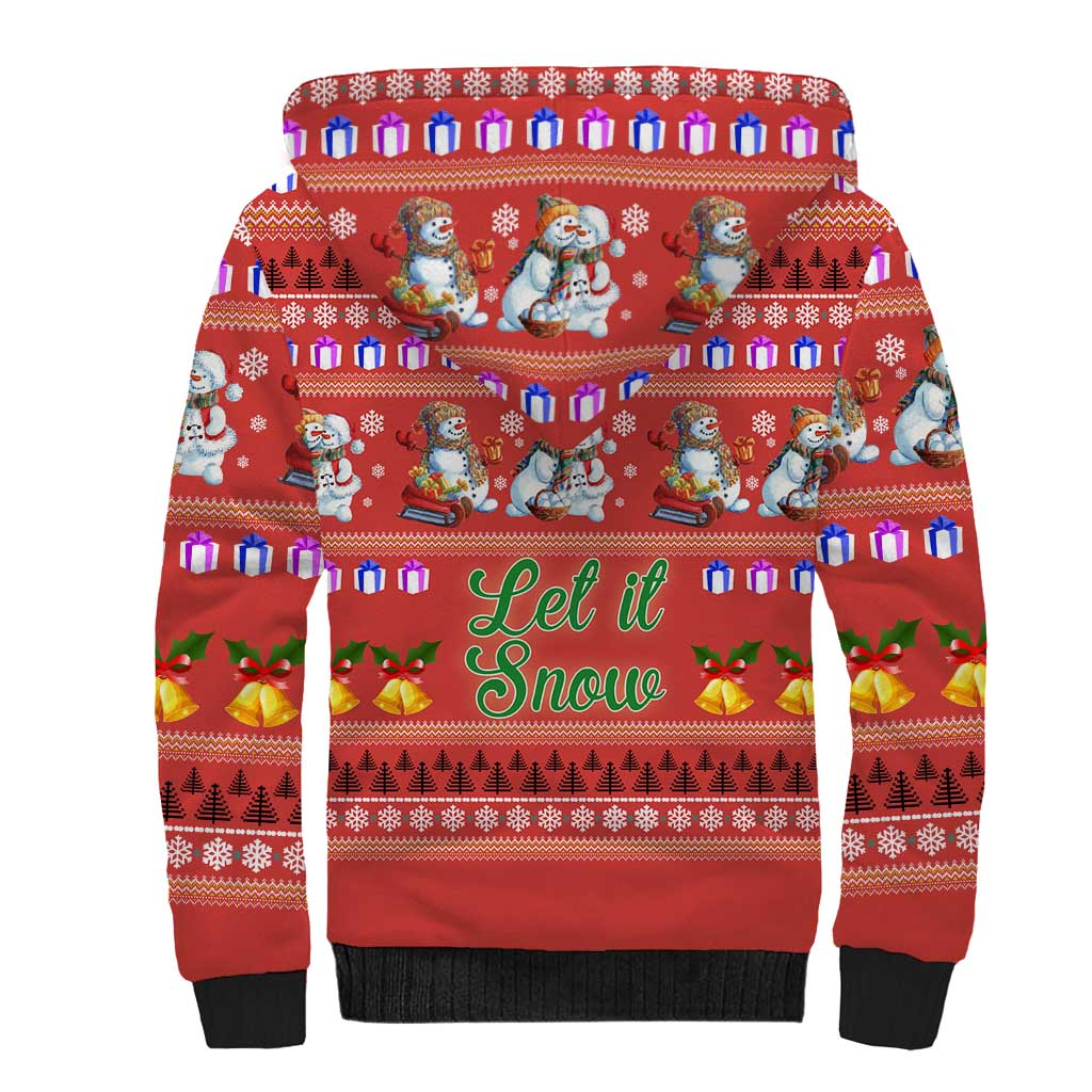Snowman Let It Snow Christmas Sherpa Hoodie Xmas Holiday Patterns - Wonder Print Shop