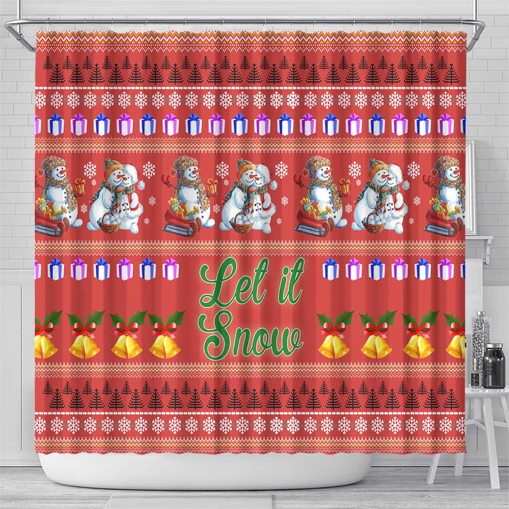 Snowman Let It Snow Christmas Shower Curtain Xmas Holiday Patterns - Wonder Print Shop