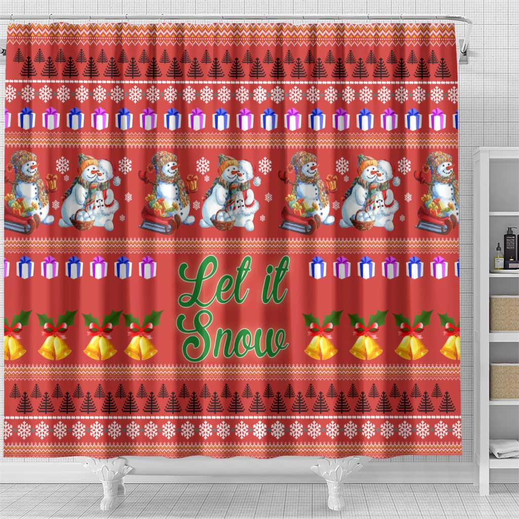 Snowman Let It Snow Christmas Shower Curtain Xmas Holiday Patterns - Wonder Print Shop