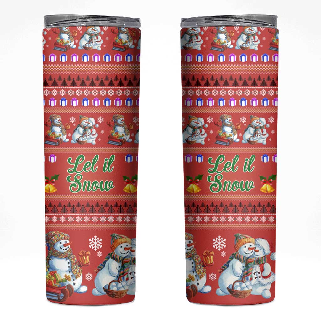 Snowman Let It Snow Christmas Skinny Tumbler Xmas Holiday Patterns - Wonder Print Shop
