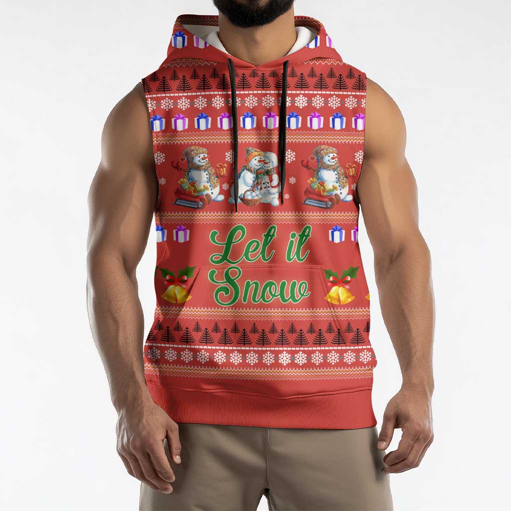 Snowman Let It Snow Christmas Sleeveless Hoodie Xmas Holiday Patterns - Wonder Print Shop