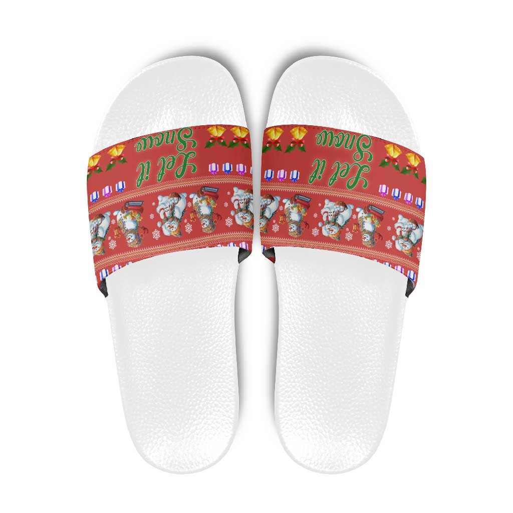 Snowman Let It Snow Christmas Slide Sandals Xmas Holiday Patterns - Wonder Print Shop