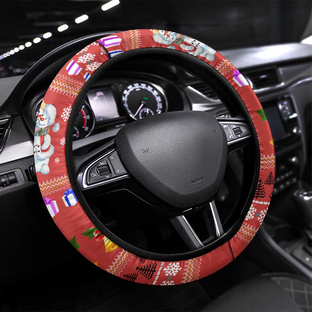 Snowman Let It Snow Christmas Steering Wheel Cover Xmas Holiday Patterns - Wonder Print Shop