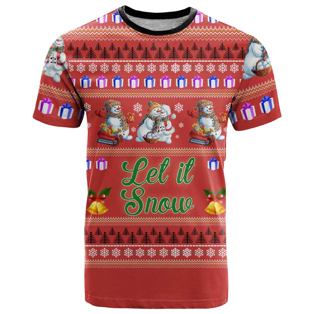 Snowman Let It Snow Christmas T Shirt Xmas Holiday Patterns - Wonder Print Shop