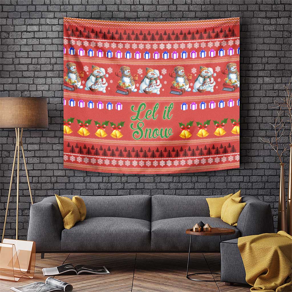 Snowman Let It Snow Christmas Tapestry Xmas Holiday Patterns - Wonder Print Shop