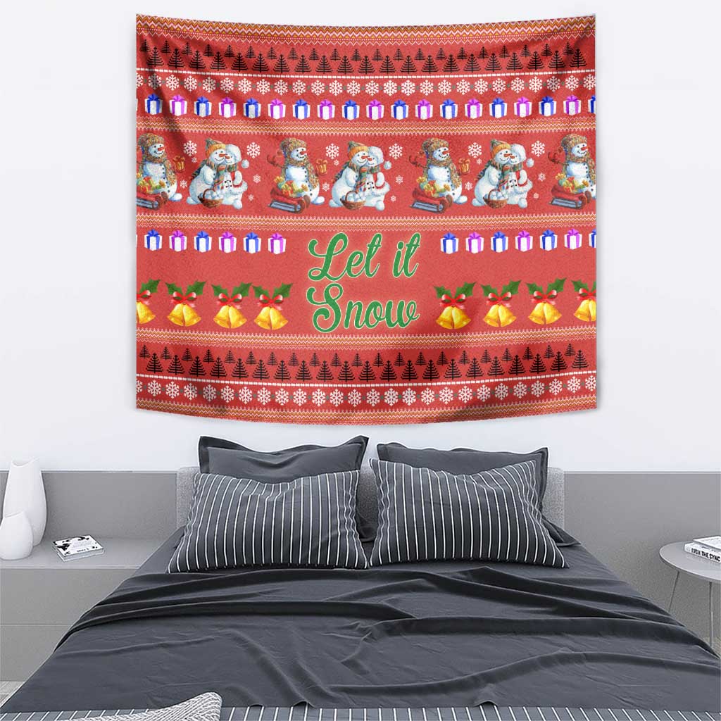 Snowman Let It Snow Christmas Tapestry Xmas Holiday Patterns - Wonder Print Shop
